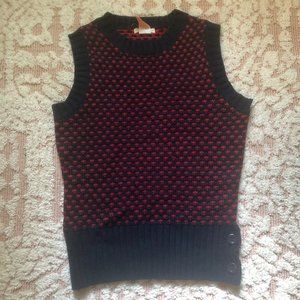 Navy Blue & Red Sweater Vest (with buttons!!) NWOT